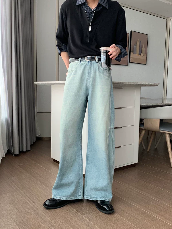 Wide Leg Straight Fit Denim Pants - Image 3