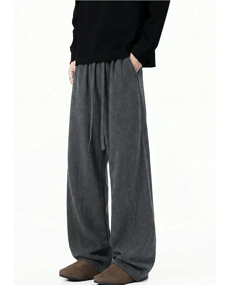 Wide Leg Textured Knit Casual Pants - Image 9