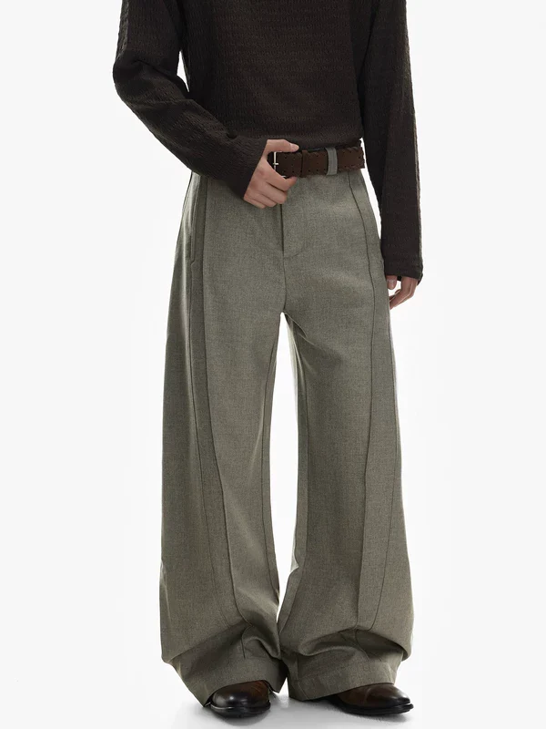 Wide Leg Wool Blend A-Line Pants - Image 3