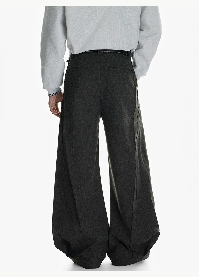 Wide Leg Wool Blend A-Line Pants - Image 4