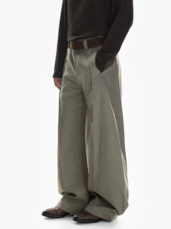 Wide Leg Wool Blend A-Line Pants - Image 5