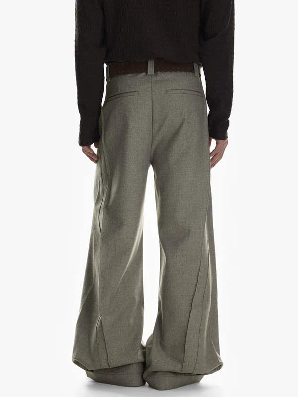 Wide Leg Wool Blend A-Line Pants - Image 7