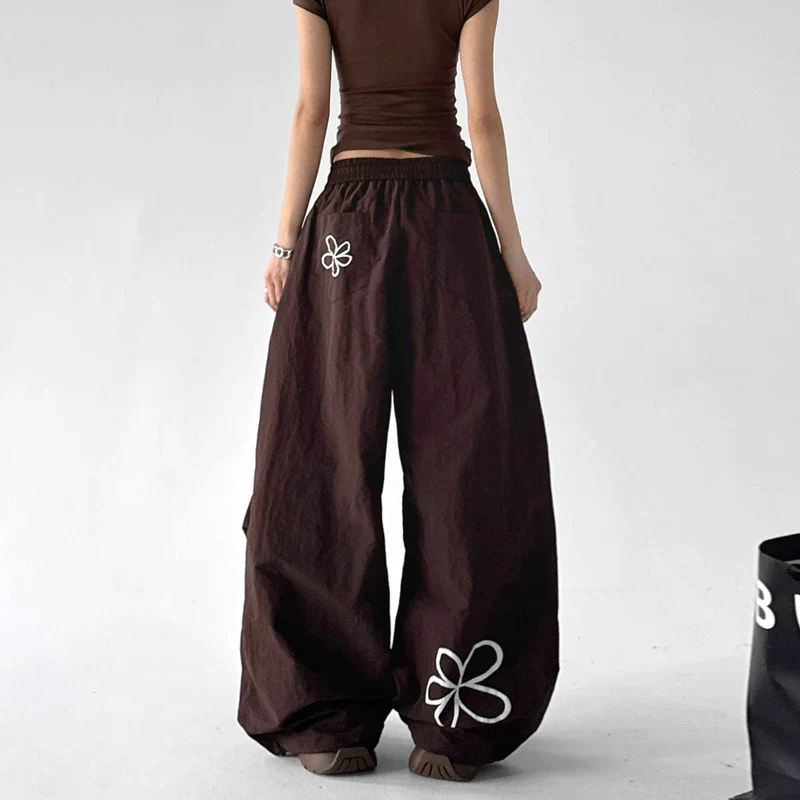 Floral Print Wide Leg Workwear Pants