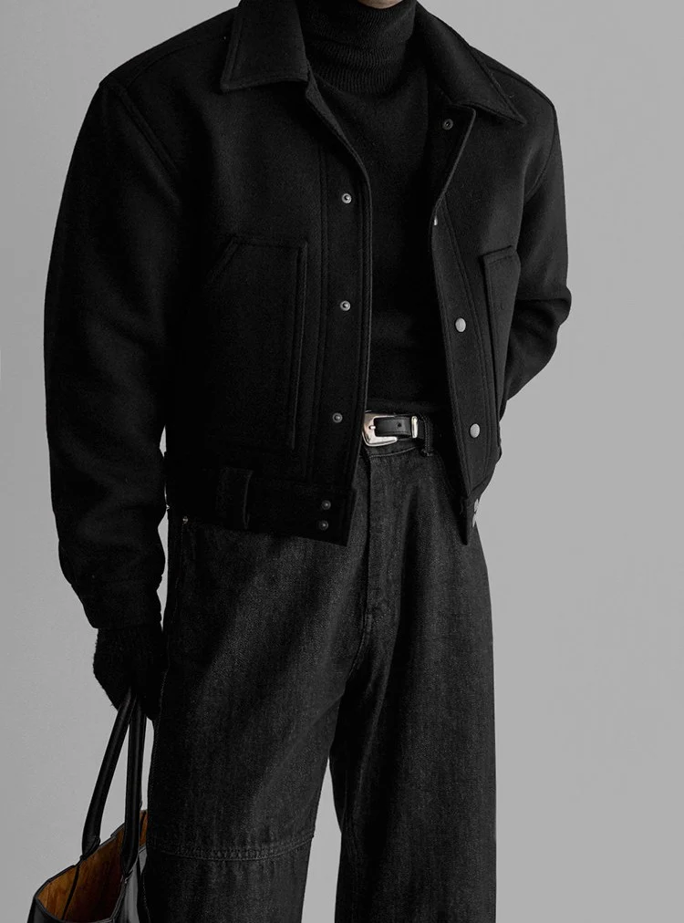 Wool Collar Workwear Short Jacket - Image 2