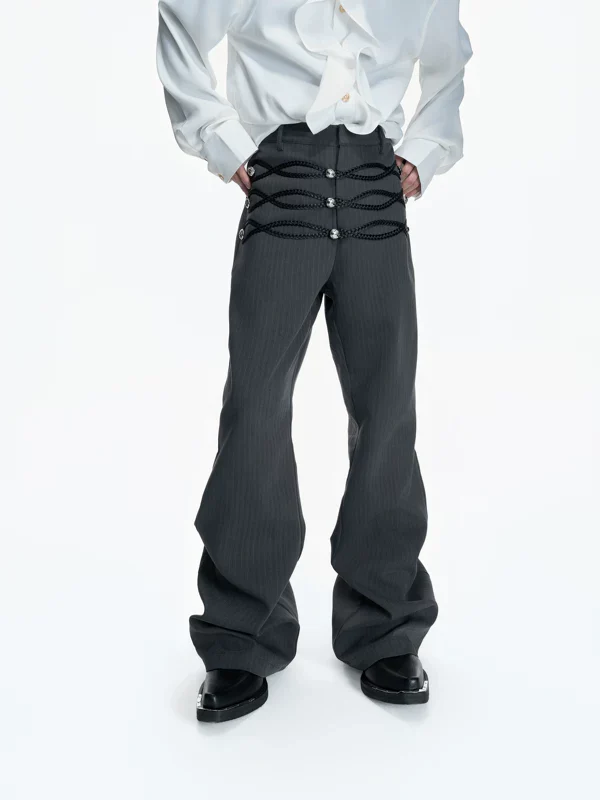 Woven Button Detail Flared Pants