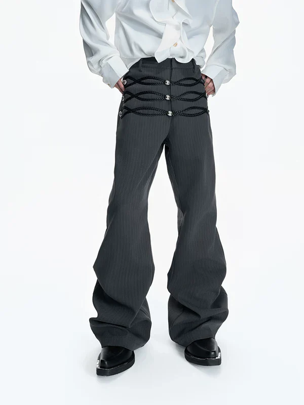 Woven Button Detail Flared Pants - Image 3
