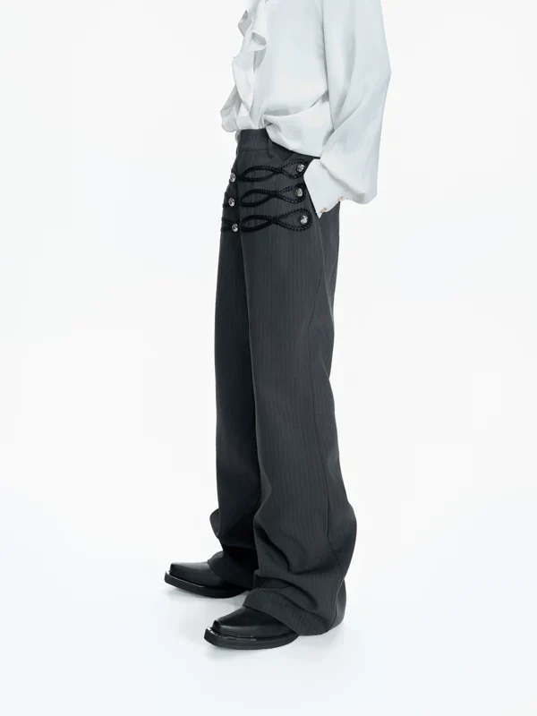Woven Button Detail Flared Pants - Image 4