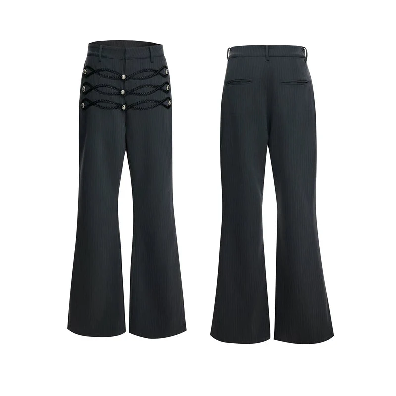 Woven Button Detail Flared Pants - Image 7