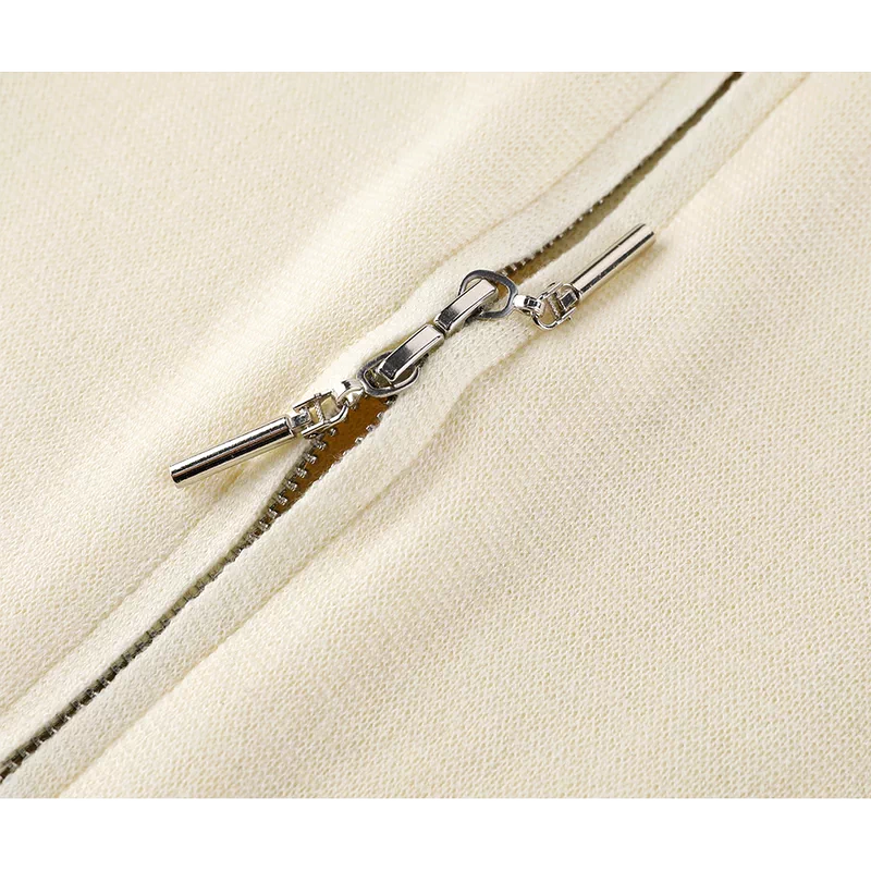 Zip Front Knit Stand Collar Sweatshirt - Image 7