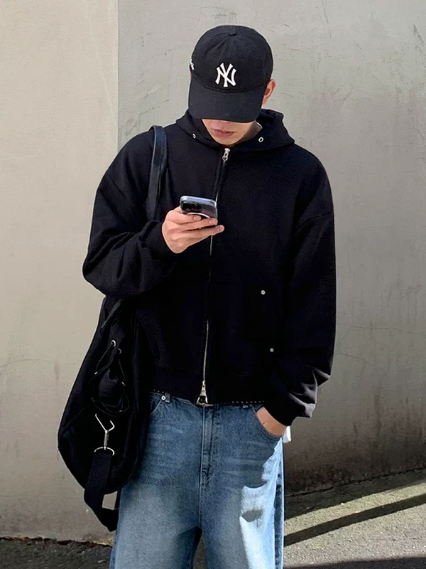 Zip Up Hooded Cardigan Sweatshirt - Image 2